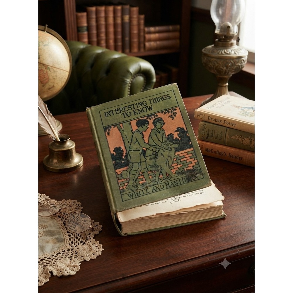 Antique Interesting Things to Know Do and Learn Readers Third Reader Green Book
